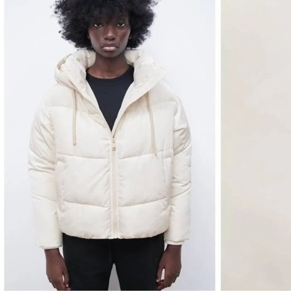 Zara Winter White / Cream Oversized Puffer Jacket Size XS - Picture 1 of 8